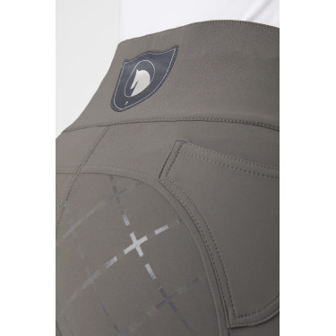 Broek met siliconen lederen zitvlak Désirée en hoge taille dames Horze Donkergrijs Castle Rock