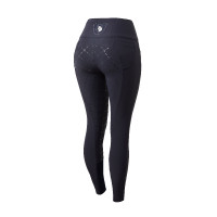Broek met siliconen lederen zitvlak Désirée en hoge taille dames Horze Donker marineblauw