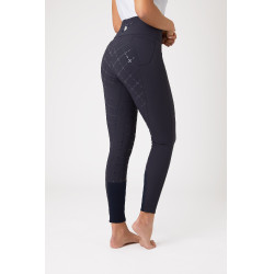 Broek met siliconen lederen zitvlak Désirée en hoge taille dames Horze Donker marineblauw Broek met siliconen lederen zitvlak Désirée en hoge taille dames Horze Donker marineblauw