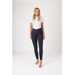 Broek met siliconen lederen zitvlak Désirée en hoge taille dames Horze Donker marineblauw Broek met siliconen lederen zitvlak Désirée en hoge taille dames Horze Donker marineblauw