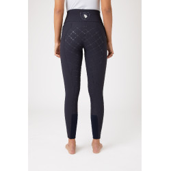 Broek met siliconen lederen zitvlak Désirée en hoge taille dames Horze Donker marineblauw Broek met siliconen lederen zitvlak Désirée en hoge taille dames Horze Donker marineblauw