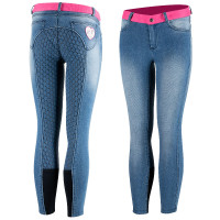 Paardrijbroek Jean Volledig siliconen zitvlak Poppy kind Horze Blauw