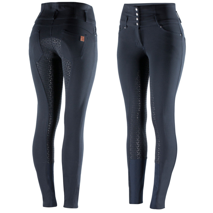 Paardrijbroek met hoge taille Tara siliconen full grip dames Horze Paardrijbroek met hoge taille Tara siliconen full grip dames Horze