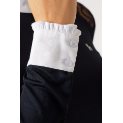 Wedstrijdpolo met lange mouwen van kant Sylvie Horze Donker marineblauw