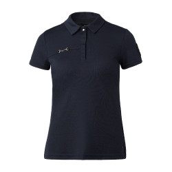 Functioneel poloshirt met korte mouwen Denise dames Horze Donker marineblauw