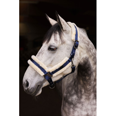 Halster Marquess met voering van imitatiebont Horze Donker marineblauw