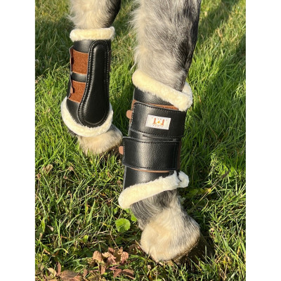 Guêtres dressage antérieurs T de T Noir / tabac