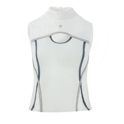 Polo Equithème Puebla zonder mouwen Wit / grijs Polo Equithème Puebla zonder mouwen Wit / grijs