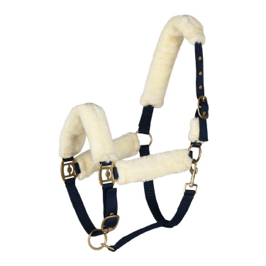 Schapenvacht halster Horze Lincoln Jurk blauw / gebroken wit Schapenvacht halster Horze Lincoln Jurk blauw / gebroken wit