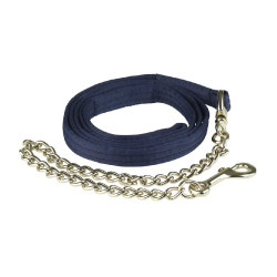 Longe van textiel gevoerd met eenvoudige ketting Finn-Tack Donkerblauw
