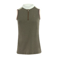 Damespolo Equithème Smoff zonder mouwen Ijzer Beige Damespolo Equithème Smoff zonder mouwen Ijzer Beige