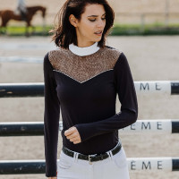 Polo Equithème Valencia lange mouwen Zwart