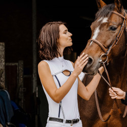 Polo Equithème Puebla zonder mouwen Wit / grijs Polo Equithème Puebla zonder mouwen Wit / grijs