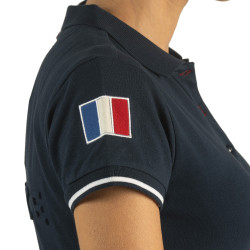 Damen-Poloshirt France Collection Flags & Cup Marineblauw
