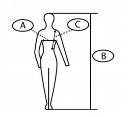 Illustratie van de maattabel voor Airbagvest paardrijden Spark