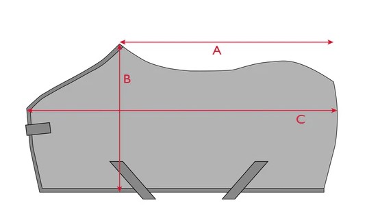 Illustratie van de maattabel voor Paardendeken Tommy Hilfiger Equestrian