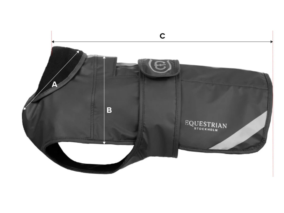 Illustratie van de maattabel voor Honden deken Equestrian Stockholm