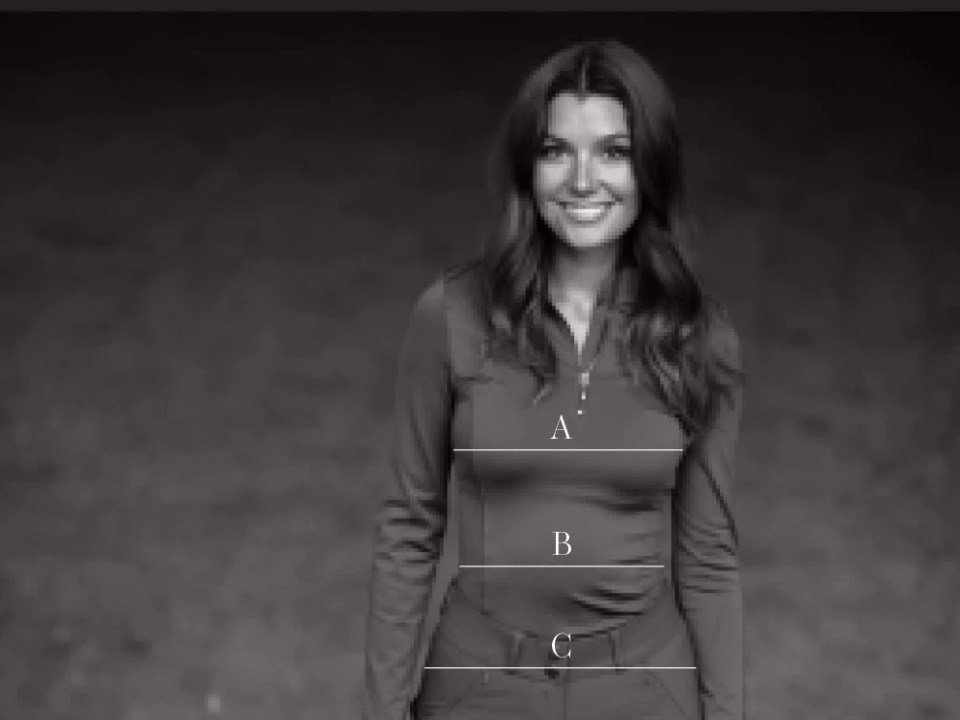 Illustratie van de maattabel voor Ruiterkleding Equestrian Stockholm