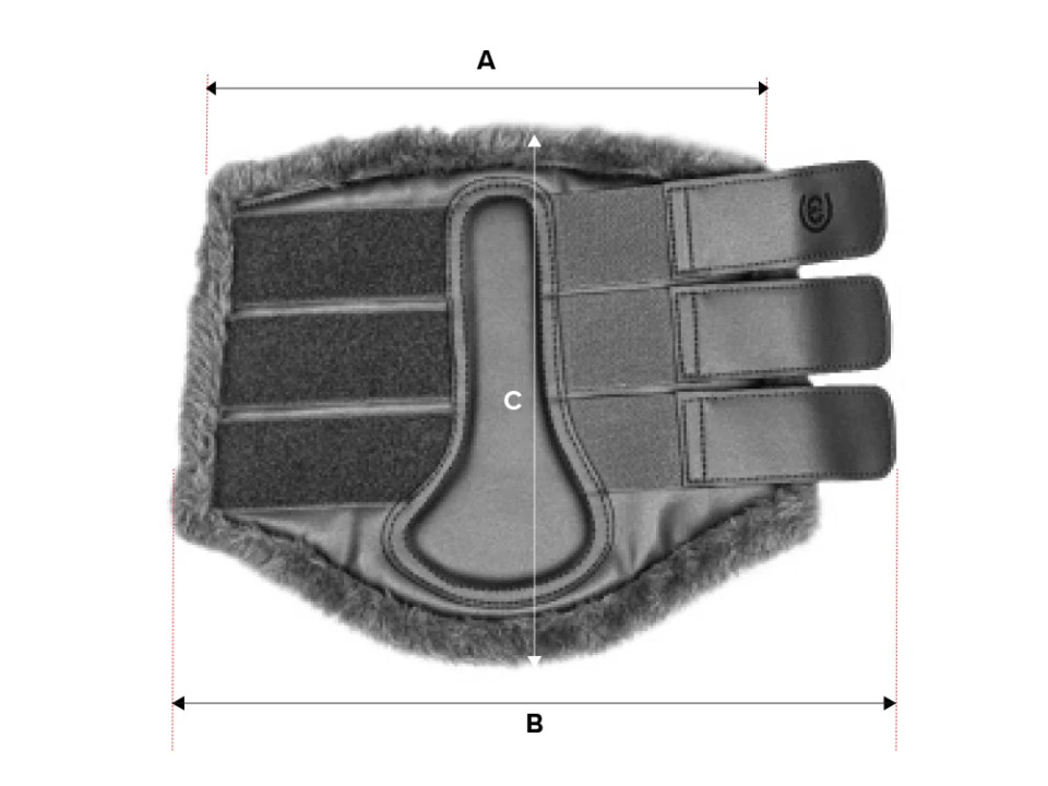 Illustratie van de maattabel voor Paardengamaschen Equestrian Stockholm